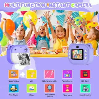 Cámara Fotos Infantil Instantánea Morada