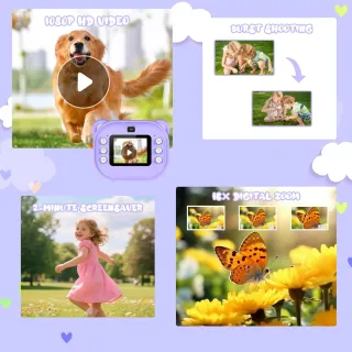 Cámara Fotos Infantil Instantánea Morada