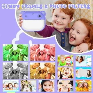 Cámara Fotos Infantil Instantánea Morada