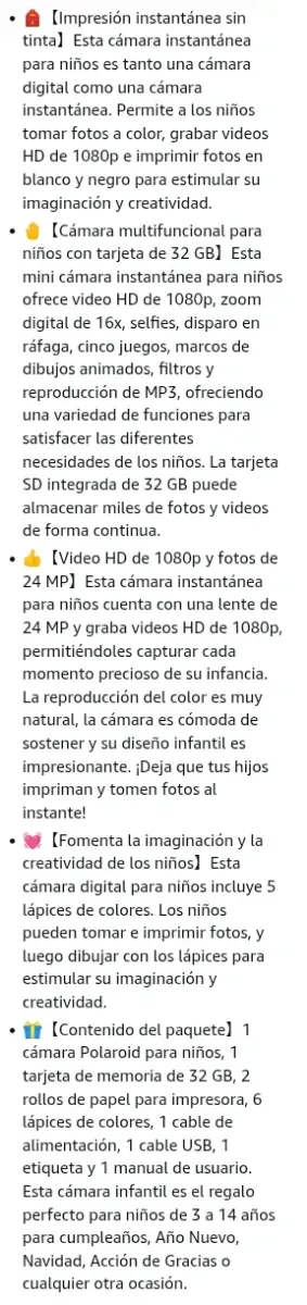 Cámara Fotos Infantil Instantánea Morada