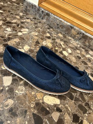 Manoletinas azules con lazo