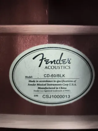 Guitarra Acústica Fender Zurdo Negra