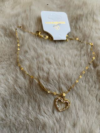Collana Cuore Acciaio Dorato e strass