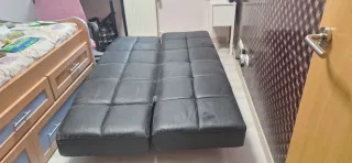 Sillón Cama Negro Piel Sintética