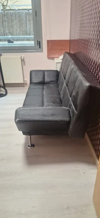 Sillón Cama Negro Piel Sintética