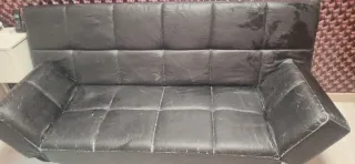 Sillón Cama Negro Piel Sintética