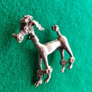 Spilla cane barboncino argento