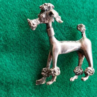 Spilla cane barboncino argento