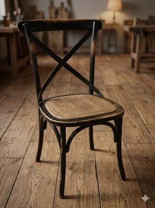 Coppia di sedie in legno massello modello Thonet nere