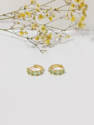 Pendientes Pandora Aro Oro con Piedras Verdes