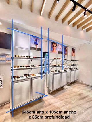 Expositores Tienda Aluminio y Metacrilato