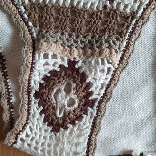 Gilet donna fantasia marrone e bianco