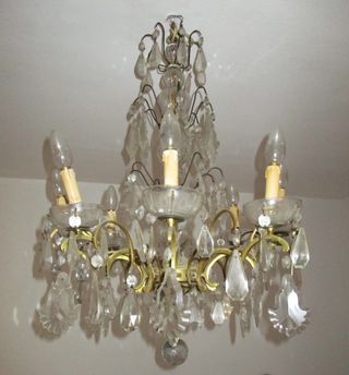 ¡URGE! Lámpara antigua c.1920 en bronce y cristal