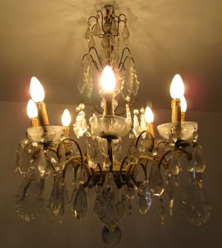 ¡URGE! Lámpara antigua c.1920 en bronce y cristal