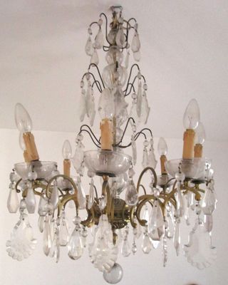 ¡URGE! Lámpara antigua c.1920 en bronce y cristal