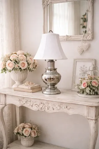 Lampada da Tavolo Vintage Argento Sbiadito