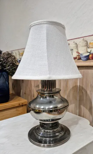Lampada da Tavolo Vintage Argento Sbiadito