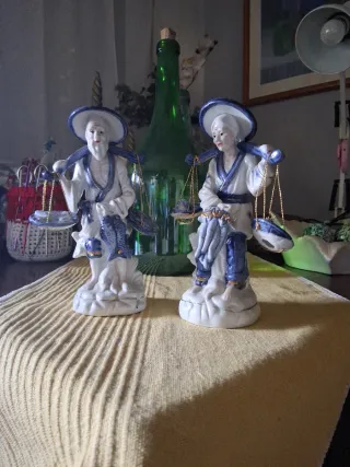 Par figuras porcelana vintage pescadores