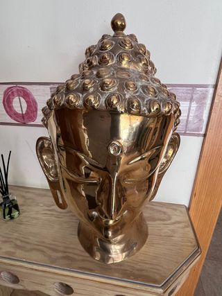 Figura Cabeza Buda Dorada Metal