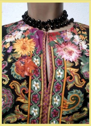 Vestido Desigual Oriental Negro Multicolor