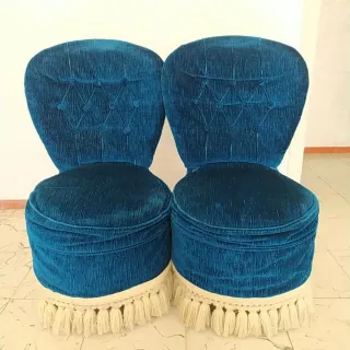 2 butaques vellut blau anys 70