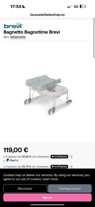 Bañera cambiador Brevi Bagnotime