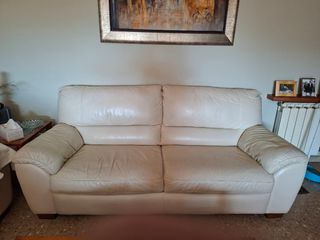 Sofá de piel color marfil 160x85cm