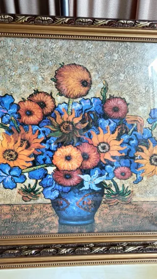 2 Cuadros Vintage Florales con Marco Dorado