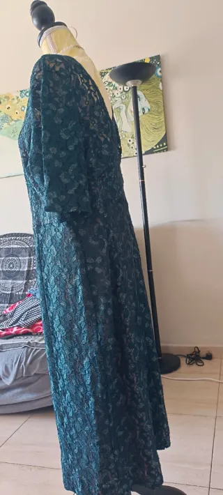 Vestido Coctel Encaje Verde Talla 52/54