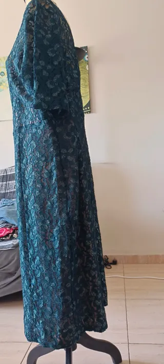 Vestido Coctel Encaje Verde Talla 52/54