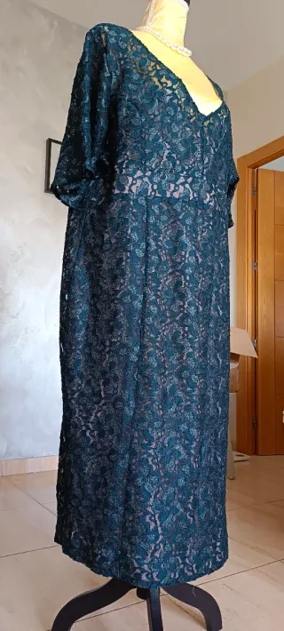 Vestido Coctel Encaje Verde Talla 52/54