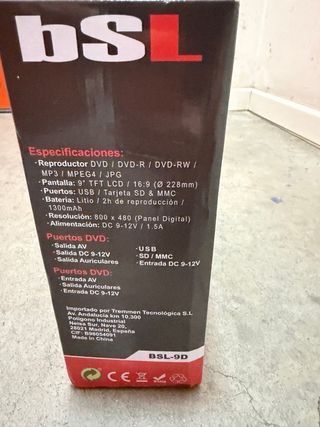 DVD Portátil BSL 9 Dual