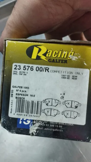 Pastillas traseras opel Astra G/Zafira A