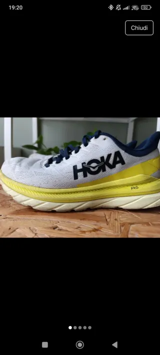 Scarpe da running Hoka bianche e gialle.  40 2/3