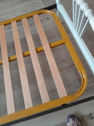 Cama individual 90cm blanca y madera