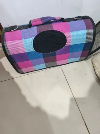 Transportín para mascotas a cuadros