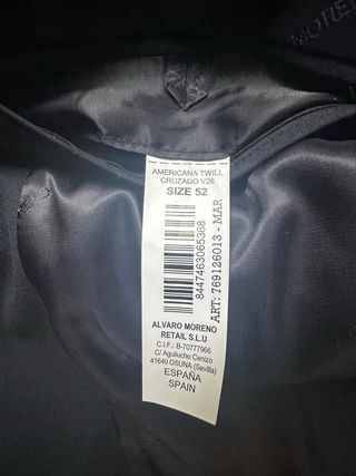 Traje cruzado azul marino Alvaro Moreno Talla 52