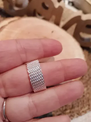 Anillo plata diseño malla