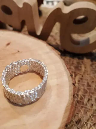 Anillo plata diseño malla