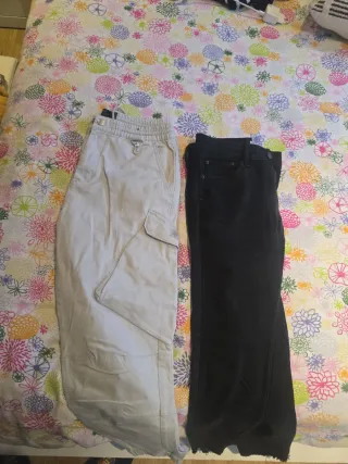 2 Pantalones Vaqueros Hombre Beige y Negro