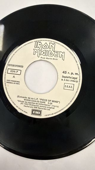 VINILO 7" IRON MAIDEN WHERE EAGLES DARE
