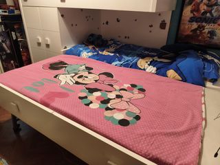 Litera tren blanca de madera