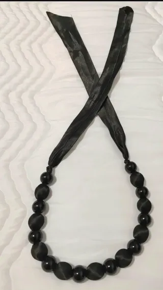 Collana perle raso nero