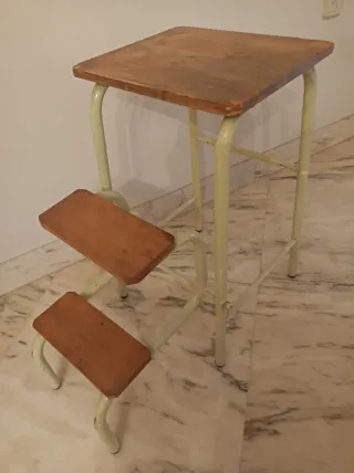 Escalera Taburete Vintage Metal Madera