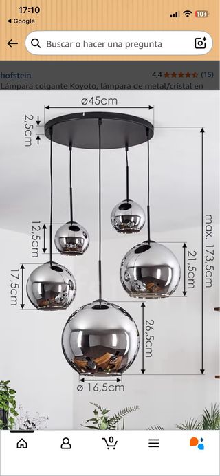 Lámpara de techo Hofstein colgante