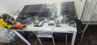 Mesa Cocina Cristal y Metal + Sillas