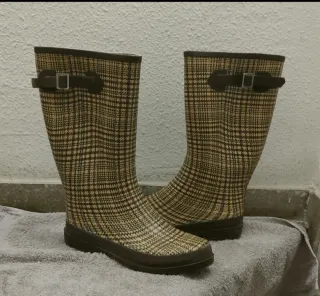 Botas de agua a cuadros multicolor