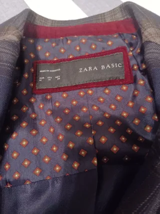 Chaqueta Zara cuadros azul y granate Talla M