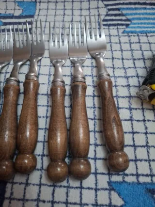 7 Tenedores Vintage Mango Madera