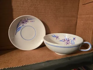 Juego de desayuno, café y postre antiguo.